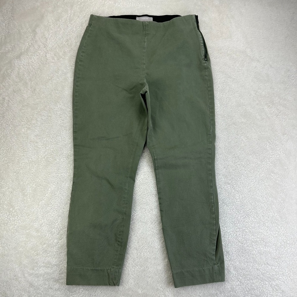 Everlane‎ Pull Up Pants Womens 8 Olive Green Crop Side Zip Stretch Mid Rise